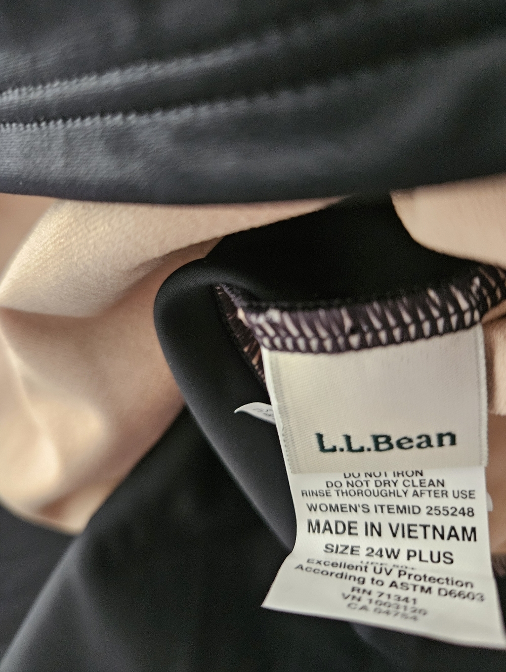 NWT L.L. Bean Black Beansport Scoop Neck Swim Tankini Top, Size 24W - Picture 4 of 6
